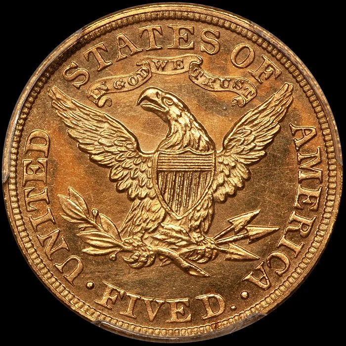 1887_5_ppr64plus_Half Eagle. 1887 $5 gold coin. PCGS PR64+. CAC.cac_r.jpg