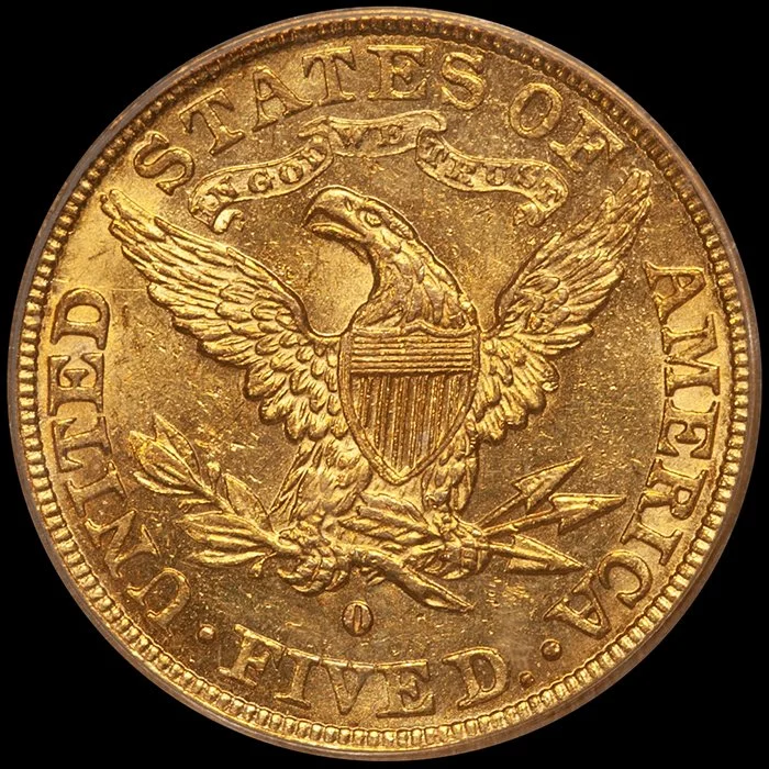 Half Eagle. 1892-O New Orleans $5.00 gold coin. PCGS MS62.