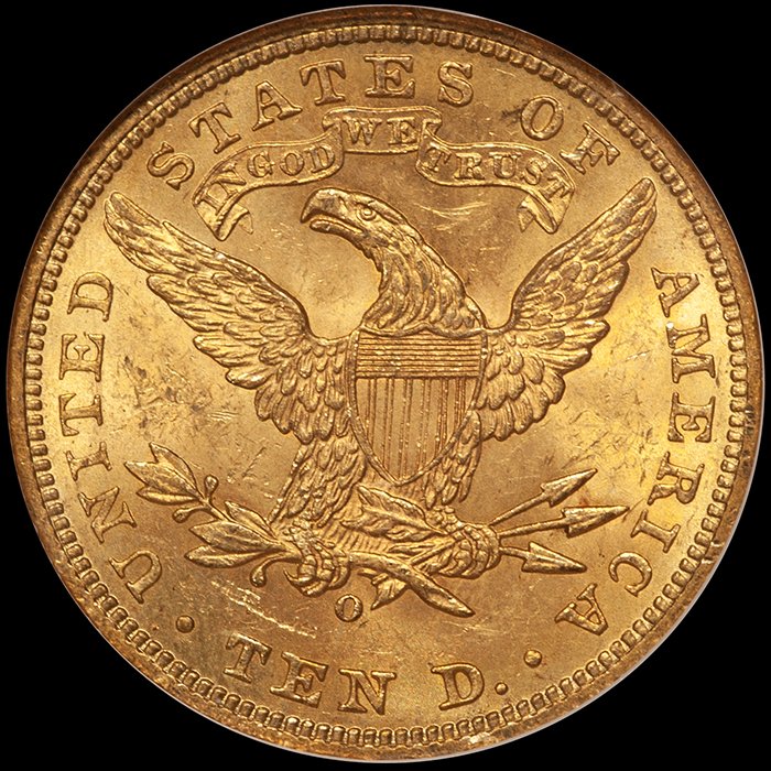 Eagle. 1901-O New Orleans $10 gold coin. NGC MS63 CAC.