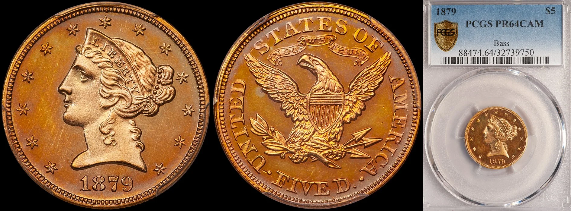 Half Eagle. 1879 $5 gold coin. PCGS PR64CAM. Ex Bass.