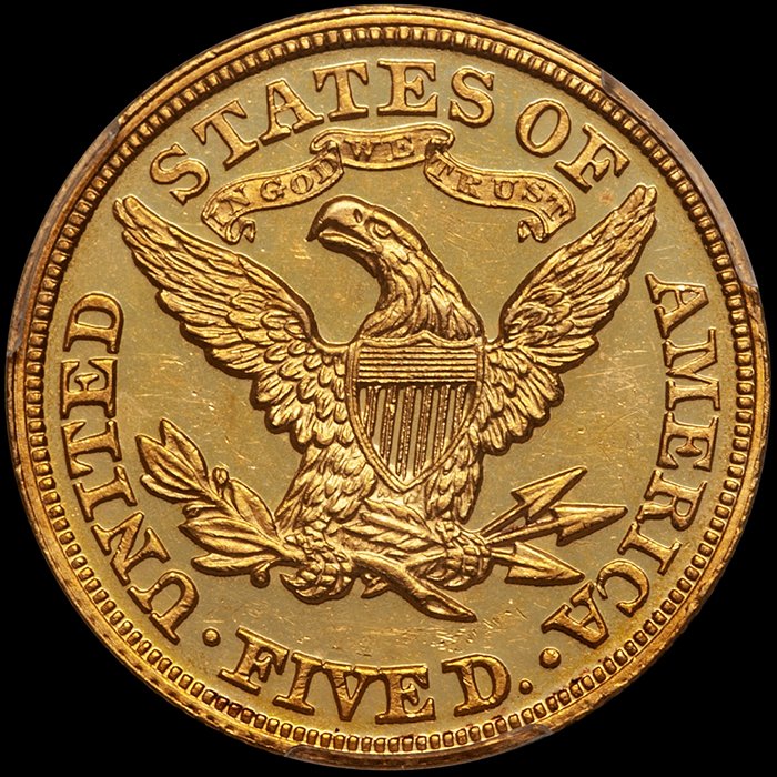 Half Eagle. 1869 Proof $5.00 gold coin. PCGS PR62CAM.