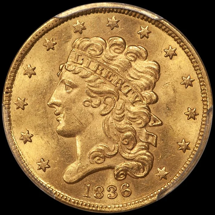 Half Eagle. 1836 $5 gold coin. PCGS MS63 CAC.
