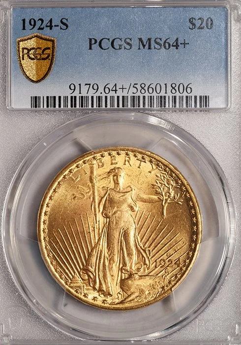 Double Eagle. 1924-S $20 gold coin. PCGS MS64+.