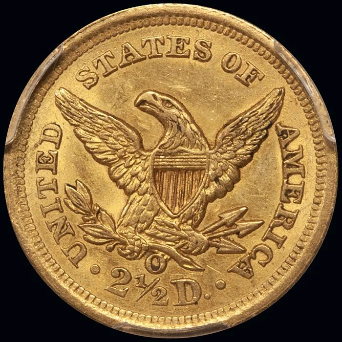 Quarter Eagle. 1851-O New Orleans gold coin. PCGS MS62.