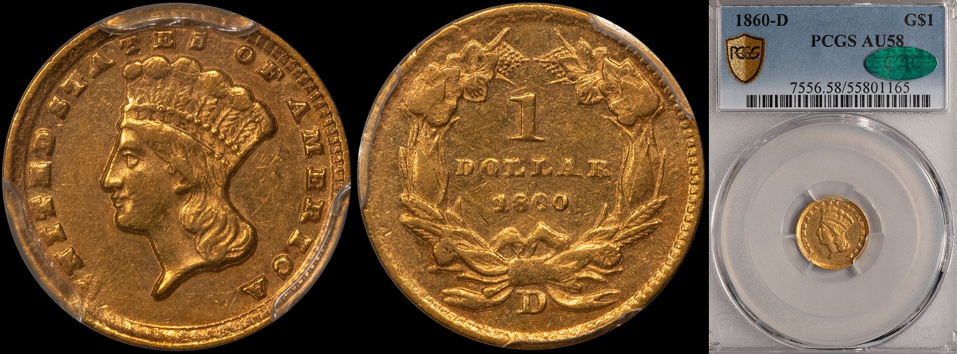 ON HOLD - $1.00 - 1860-D PCGS AU58 CAC