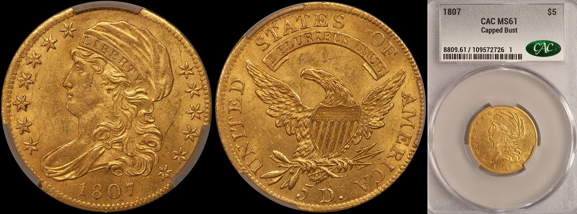 JUST ADDED - $5.00 - 1807 Capped Bust Left CACG MS61