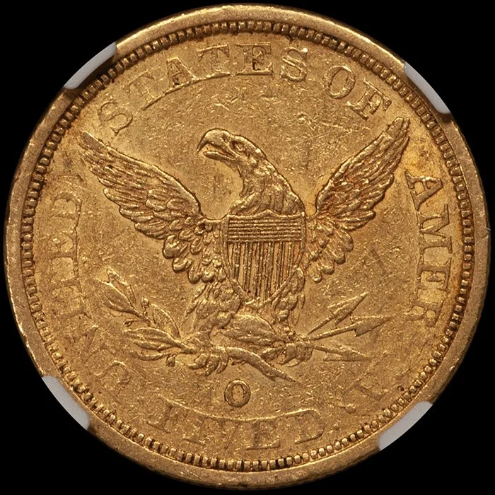 Half Eagle. 1843-O Large Letters New Orleans $5 gold coin. NGC AU55 CAC.