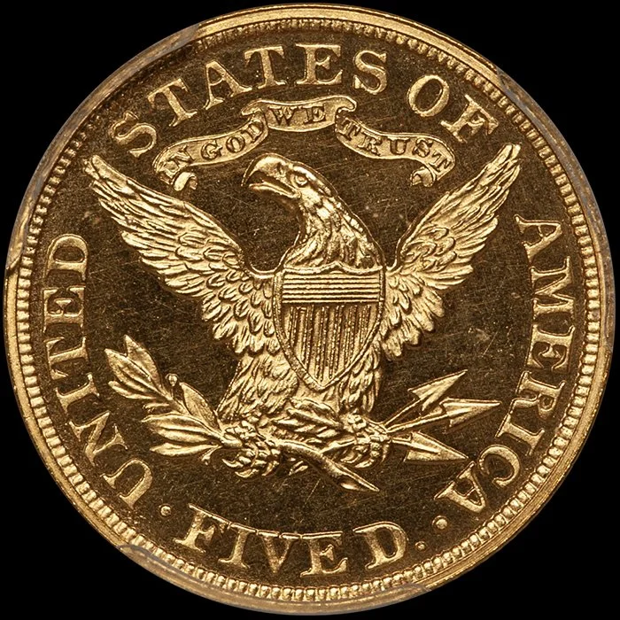 Half Eagle. 1881 $5 gold coin. PCGS PR63+ CAC.