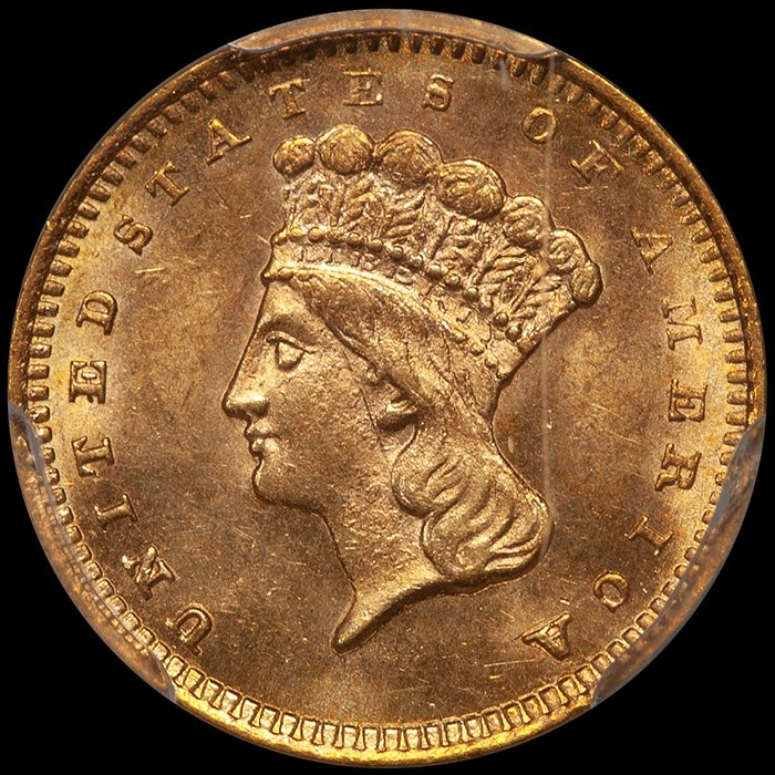 Gold Dollar. 1860-S San Francisco $1 gold coin. PCGS MS64.