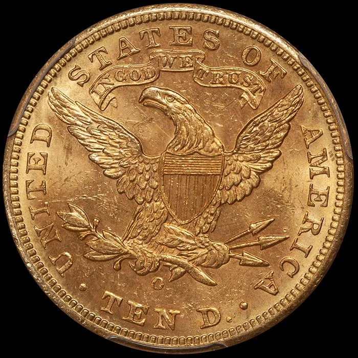 Eagle. 1894-O New Orleans $10 gold coin. PCGS MS63.