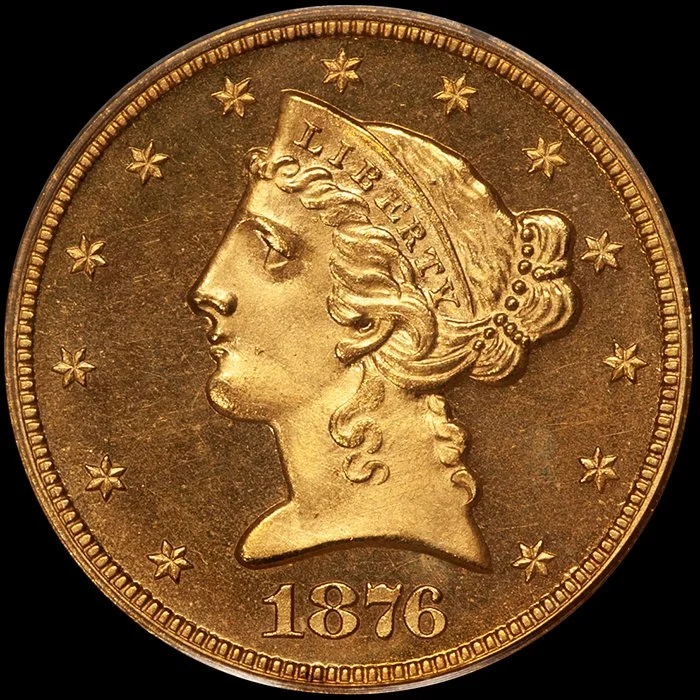 Half Eagle. 1876 $5 gold coin. PCGS PR64CAM CAC.