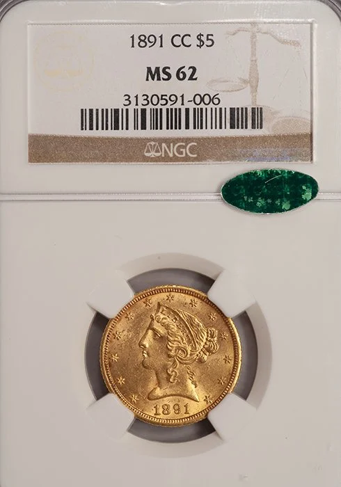 Half Eagle. 1882-CC Carson City $5 gold coin. PCGS AU55 CAC.