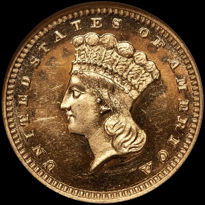 Gold Dollar. 183 $1 gold coin. NGC PR63CAM CAC.