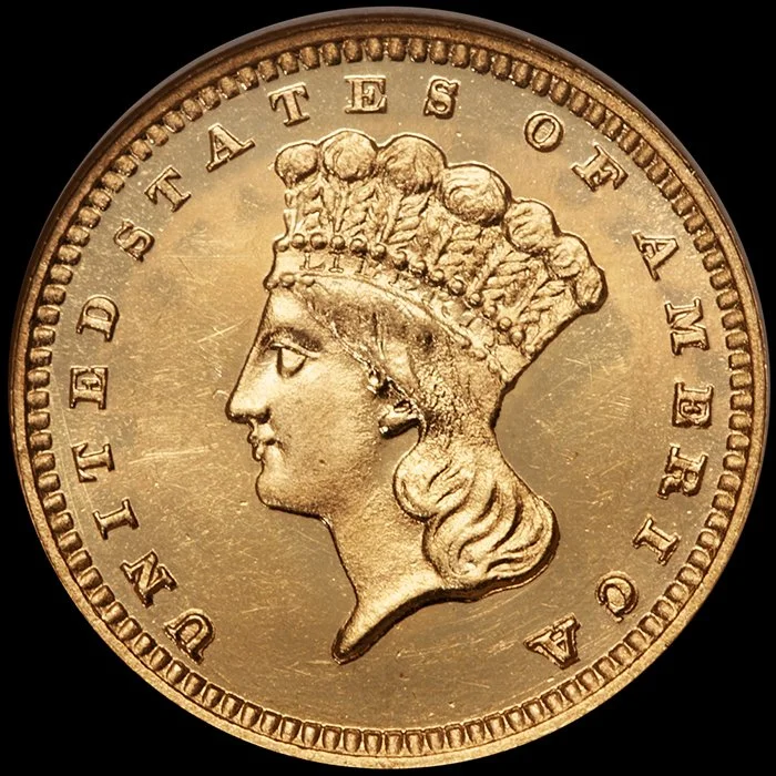 Gold Dollar. 183 $1 gold coin. NGC PR63CAM CAC.