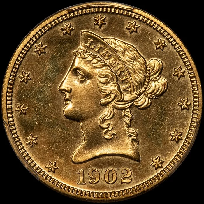 Eagle. 1902 Proof $10 gold coin. PCGS PR63 CAC.