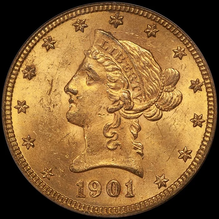 Eagle. 1901-O New Orleans $10 gold coin. PCGS MS63 CAC.