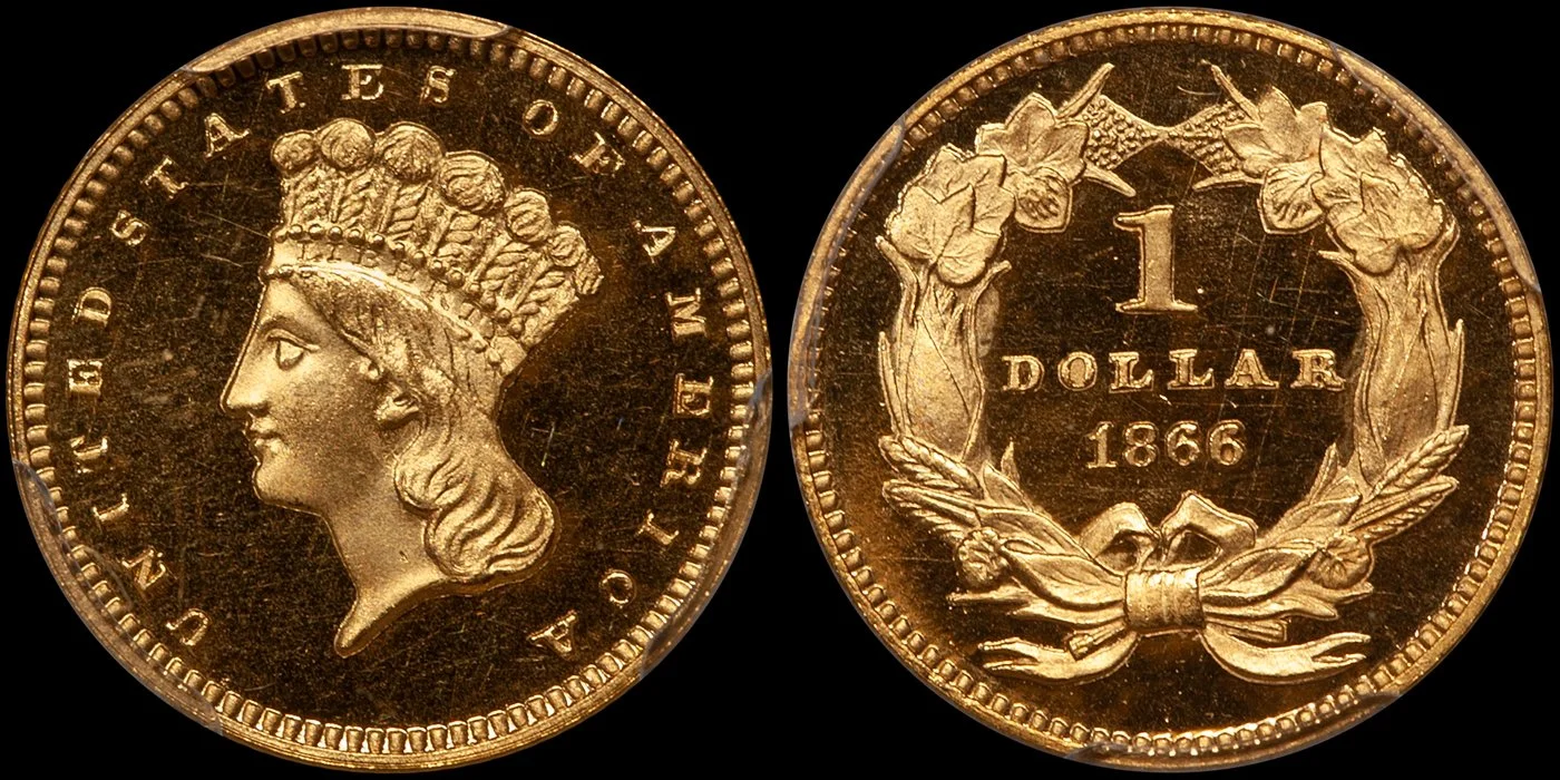 1866 $1.00 PCGS PR66DCAM CAC