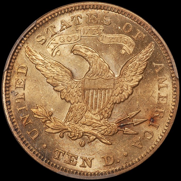 Eagle. 1880-O New Orleans $10 gold coin. PCGS MS61.