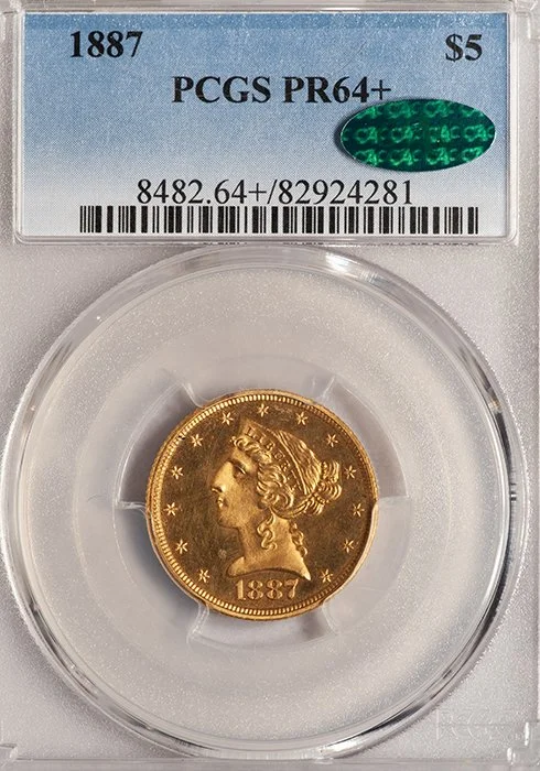 Half Eagle. 1887 $5 gold coin. PCGS PR64+. CAC.