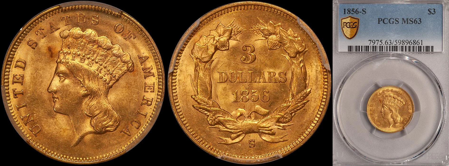 JUST ADDED - $3.00 - 1856-S PCGS MS63