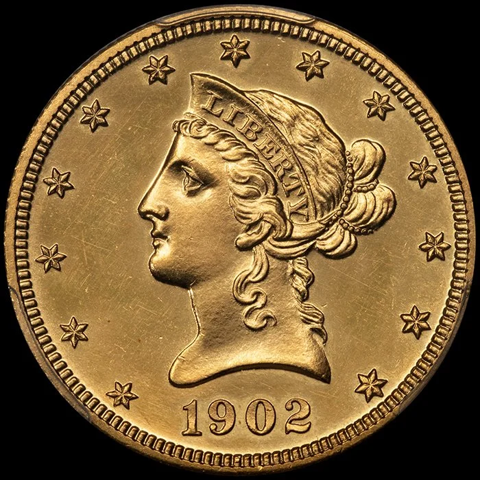 Eagle. 1902 Proof $10 gold coin. PCGS PR63 CAC.
