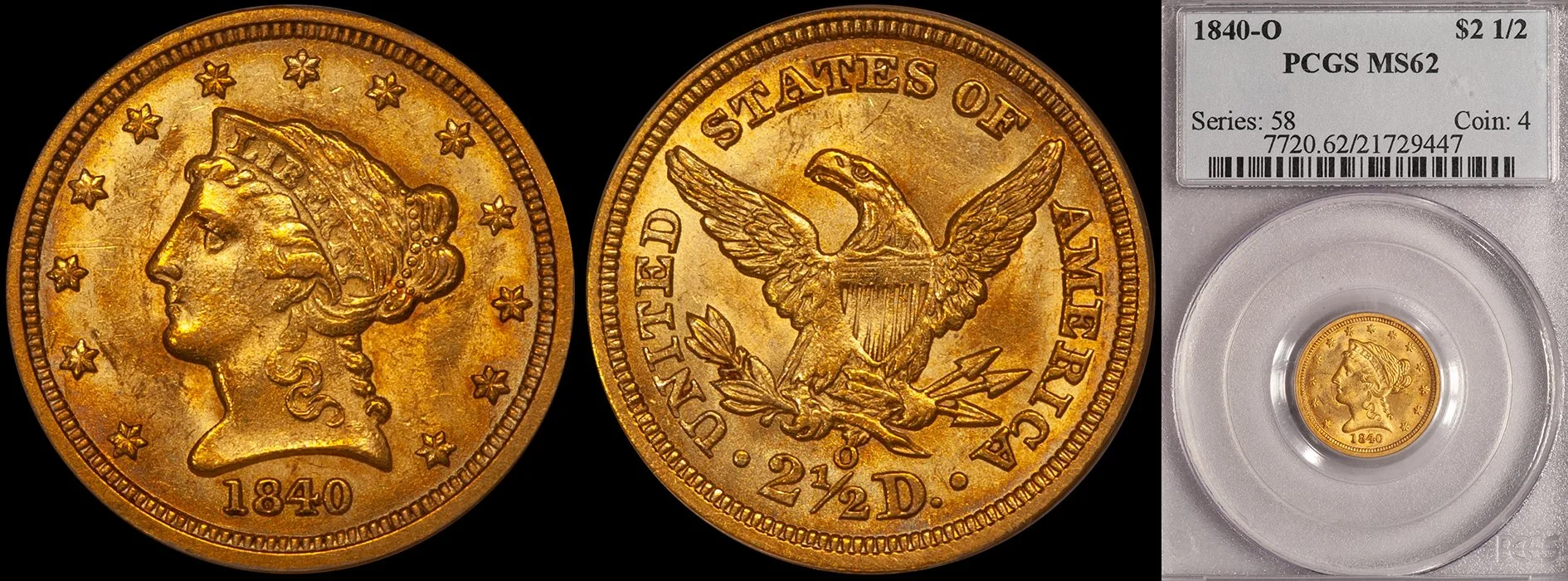 JUST ADDED - $2.50 - 1840-O PCGS MS62