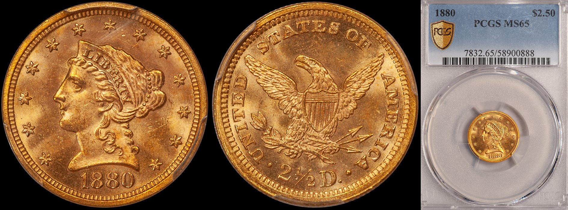 JUST ADDED - $2.50 - 1880 PCGS MS65