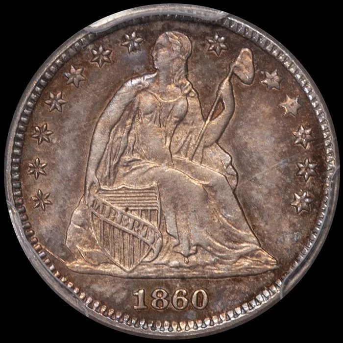 Half Dime, Pattern. 1860 J-267, transitional H10C. PCGS MS64 CAC.