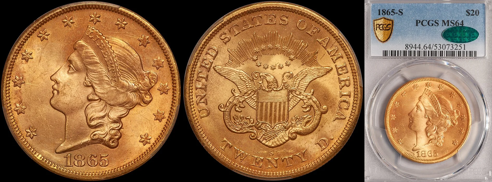 ON HOLD - $20.00 - 1865-S PCGS MS64 CAC