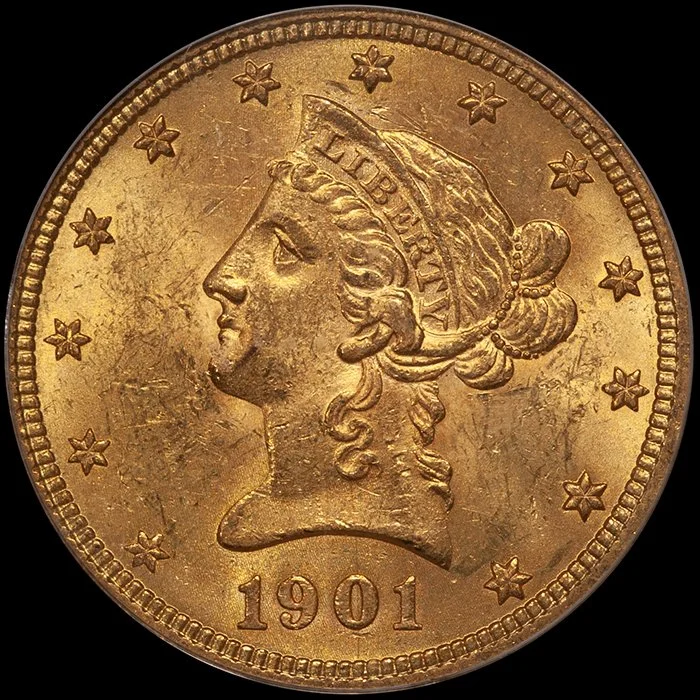 Eagle. 1901-O New Orleans $10 gold coin. PCGS MS62 CAC. OGH.