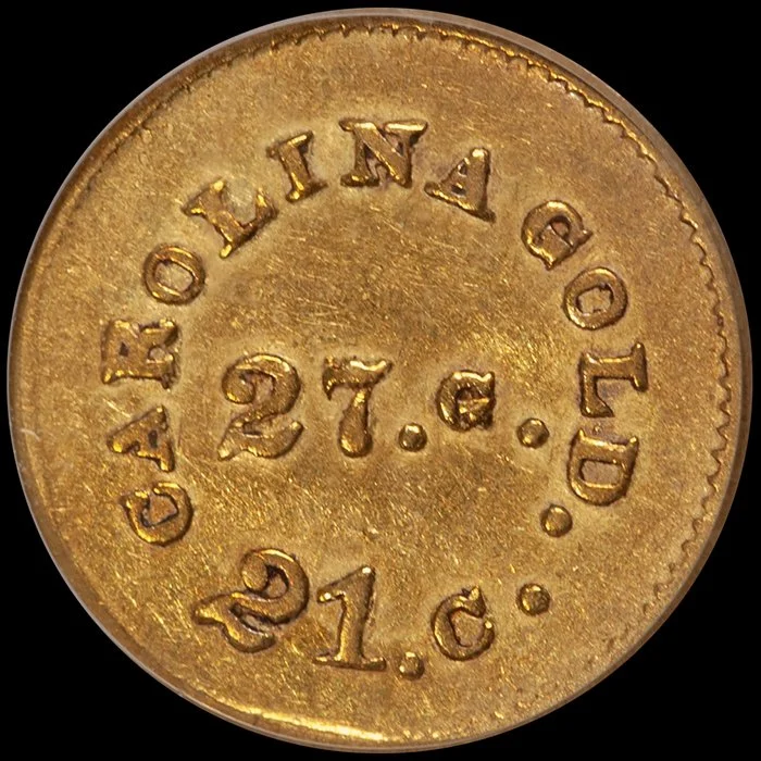 Gold Dollar. A. Bechtler $1 gold coin. PCGS AU55 CAC. 27gr. 21 c.
