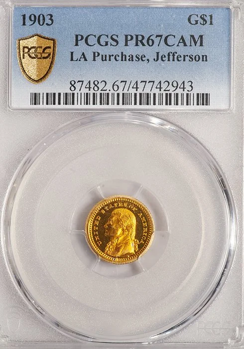 Gold Dollar. 1903 LA Purchase, Jefferson $1. PCGS PR67CAM.