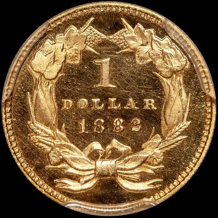 Gold Dollar. 1882 $1 gold coin. PCGS PR66DCAM.