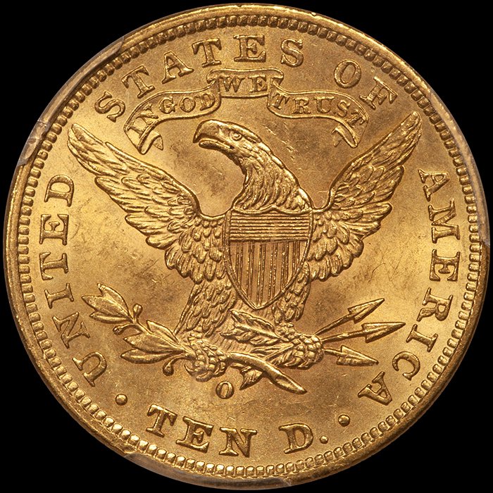 Eagle. 1906-O New Orleans $10 gold coin. PCGS MS64+ CAC.