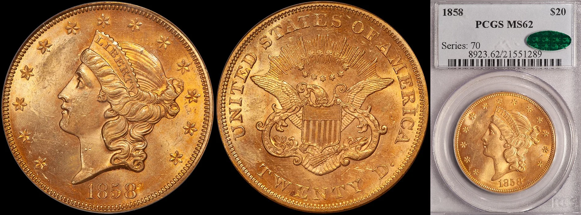 ON HOLD - $20.00 - 1858 PCGS MS62 CAC, ex New England Collection