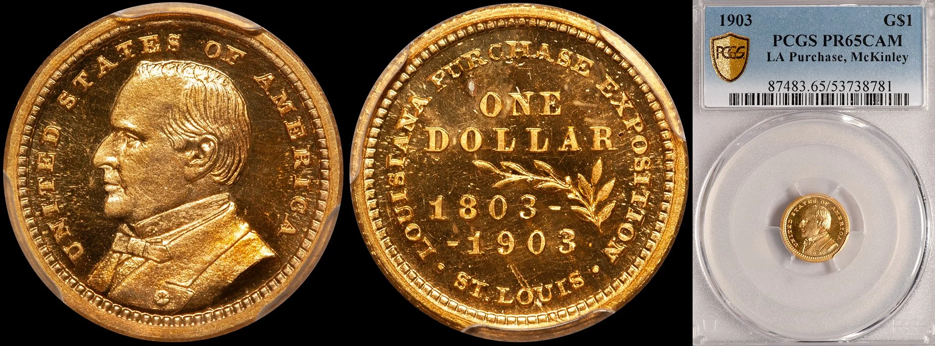 JUST ADDED - $1.00 - 1903 Louisiana Purchase, McKinley, PCGS PR65CAM