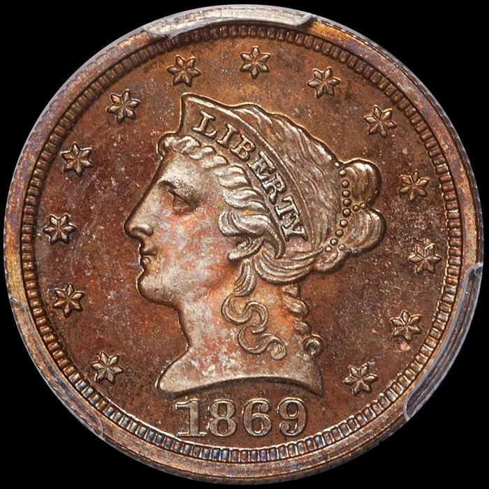 Quarter Eagle. Pattern. 1869 J-769 $2.50 coin. PCGS PR65RB.