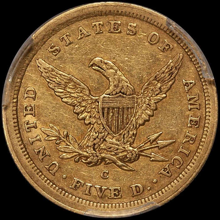 Half Eagle. 1842-C Charlotte $5.00 gold coin. PCGS EF45 CAC.