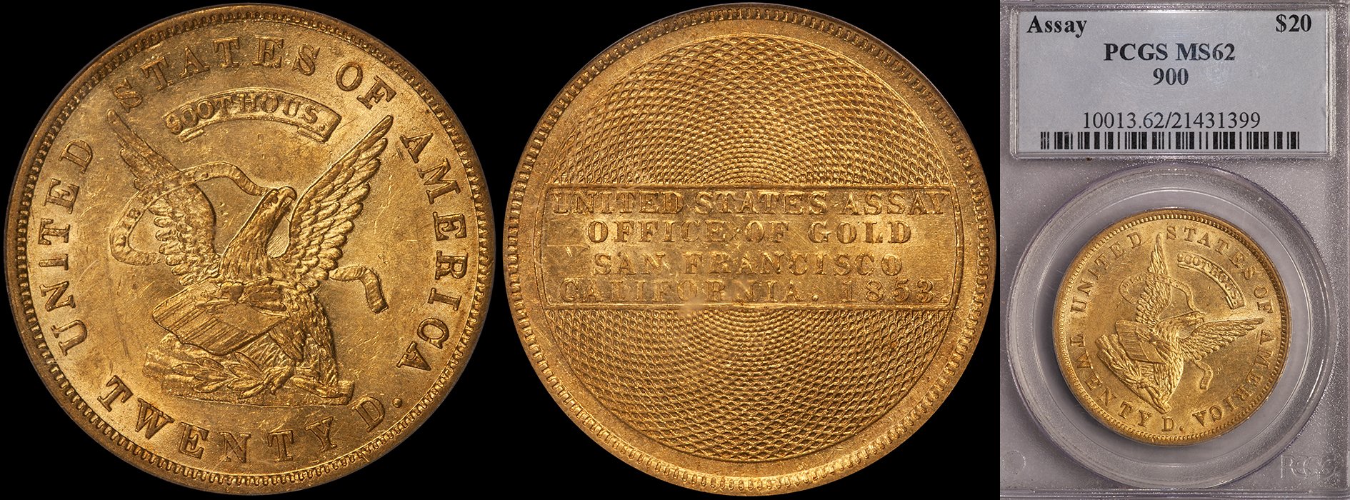 JUST ADDED - $20.00 - 1853 USAOG 900 Thous., PCGS MS62