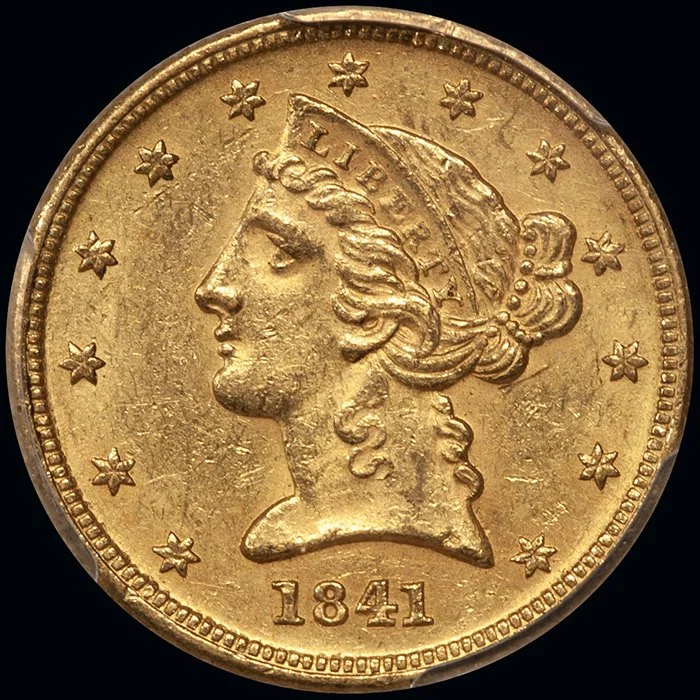 Half Eagle. 1841-D Dahlonega $5 gold coin. Small D. PCGS MS61 CAC.