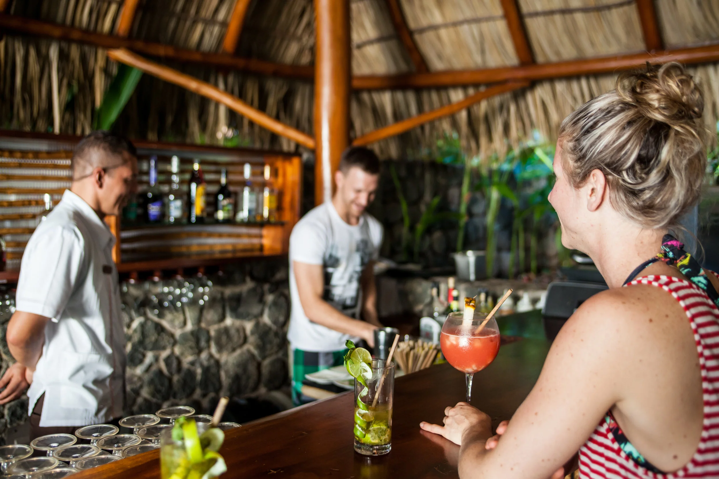 Bamboo straws in cocktails at Jicaro Island