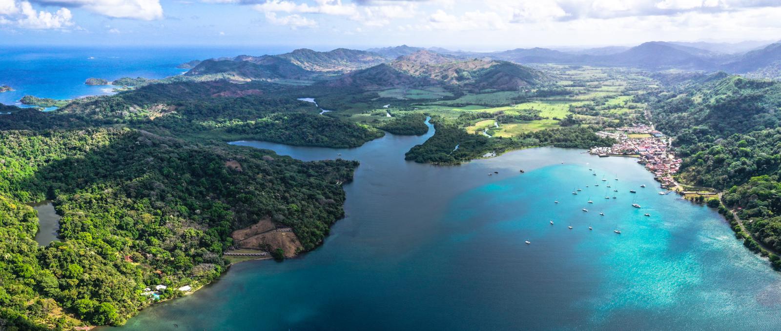 Bahia Portobelo viewed from above lives up to its name, bestowed by Christopher Colombus