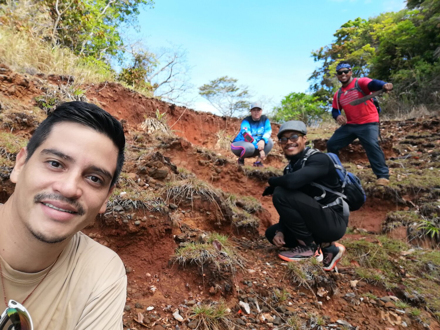 Some of Isla Palenque’s core team. From L to R, Xavier (HR), Patricia (GM), Jean (Executive Chef) and Chava (Lead Naturalist Guide).