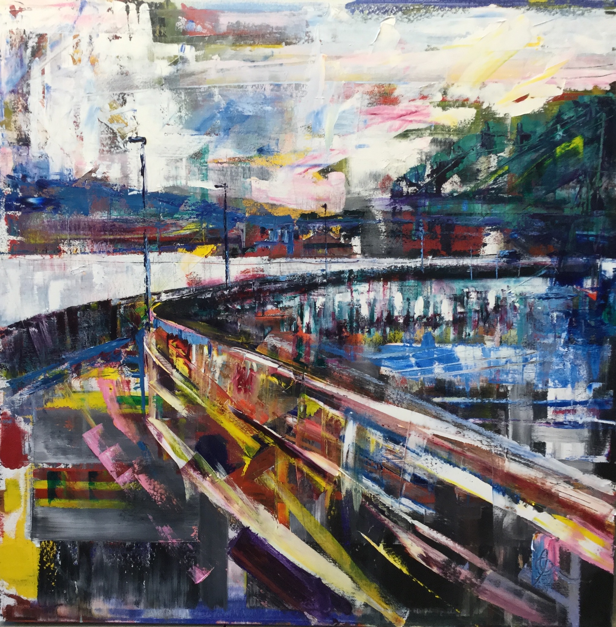 On the Town: 48" x 48",  Oil on Canvas,  SOLD