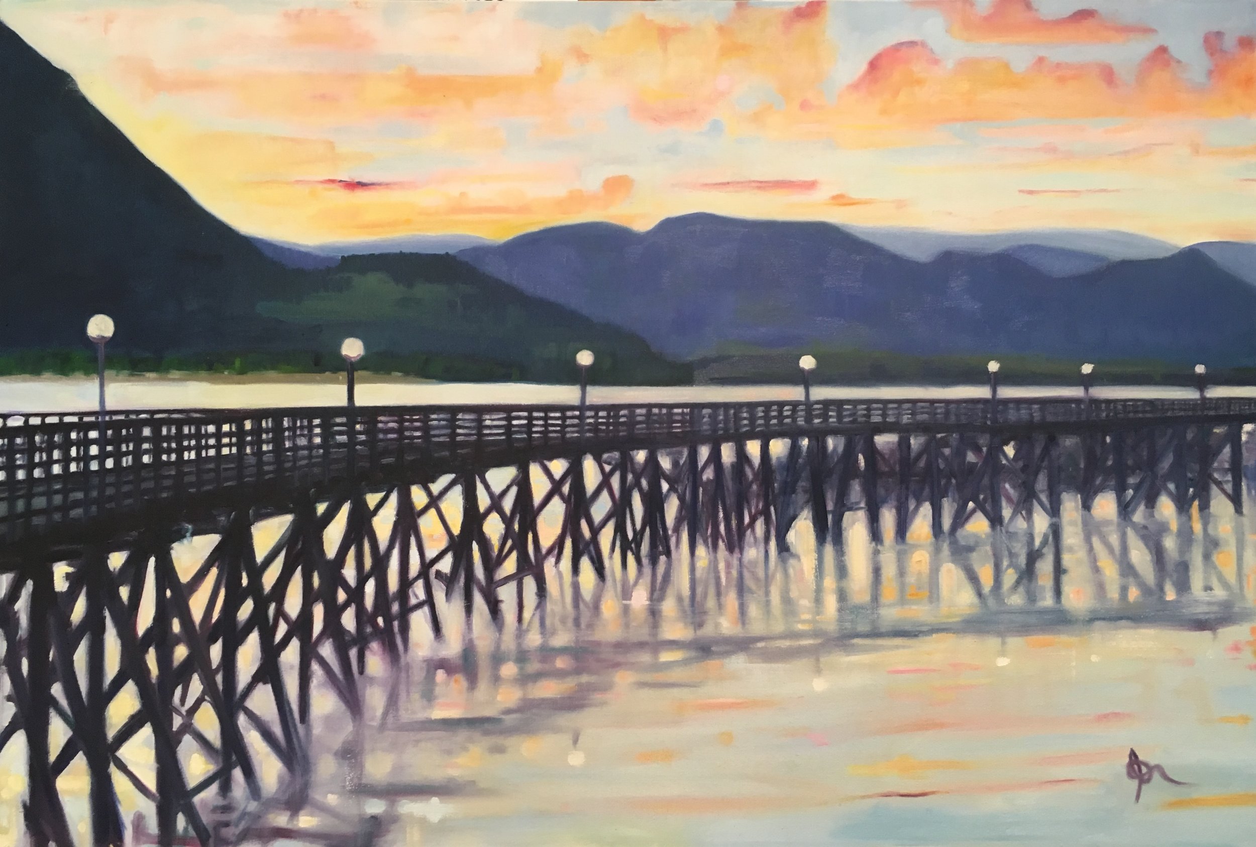 Salmon Arm Wharf: 24" x 38", oil on canvas, SOLD