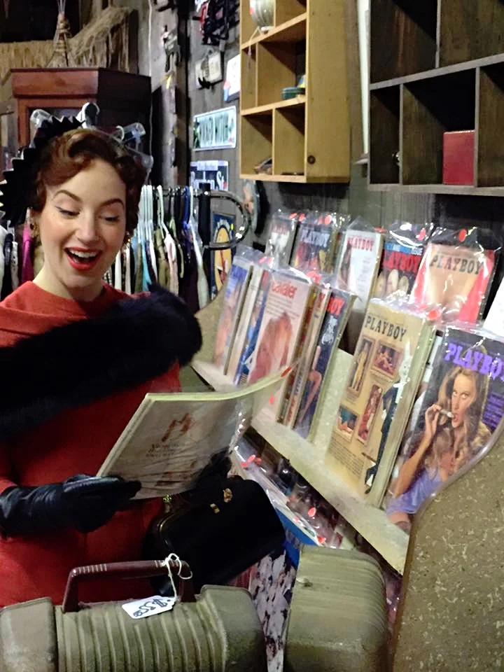 Deanna found some vintage Playboy magazines to pass the time