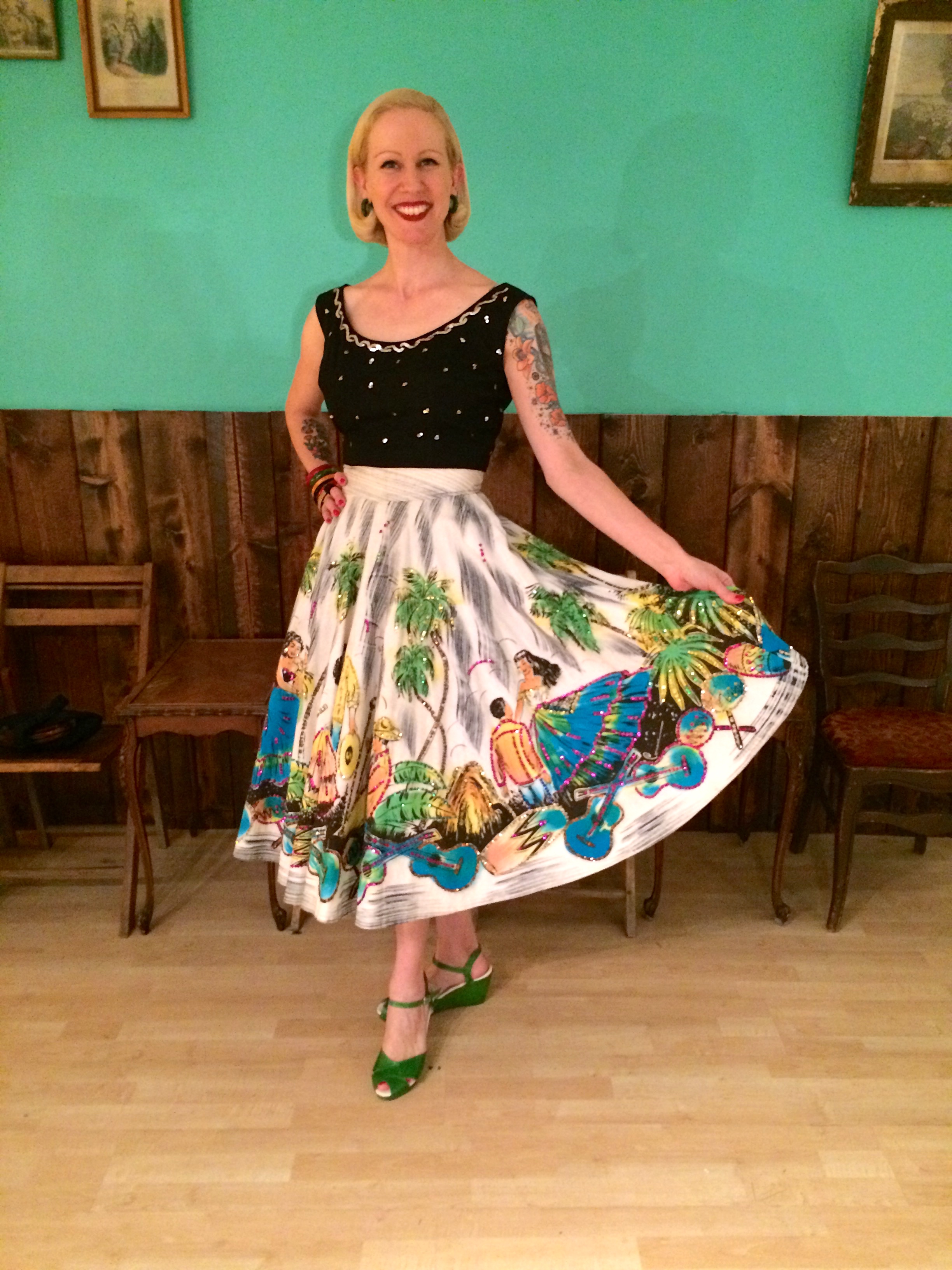 Elisa showing off her hand painted Mexican circle skirt