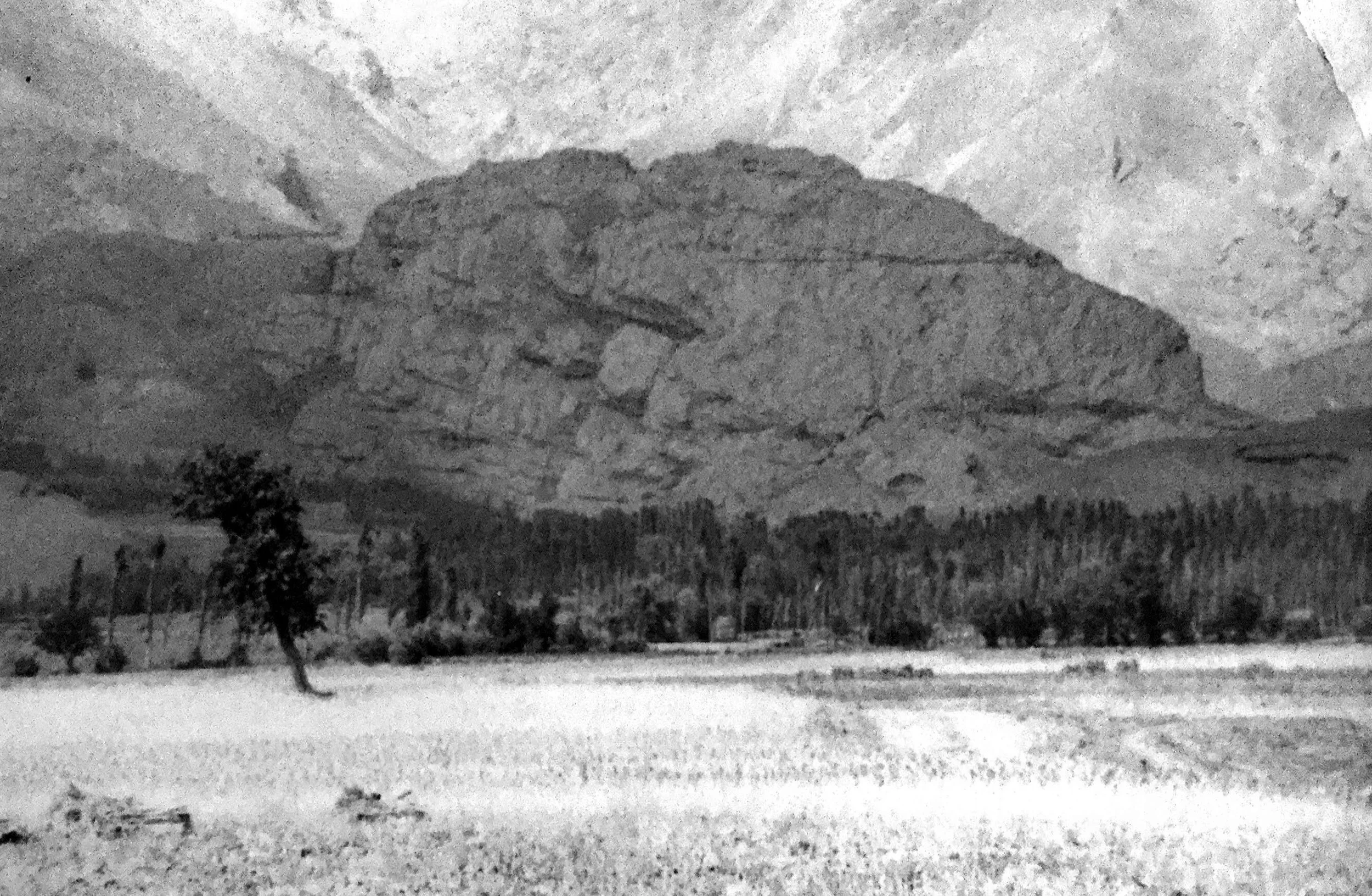 The rock on which Alamut sits is impressive seen from the plain beneath (already 2,000m above sea level), even in this grainy scan from a 1978 photo.
