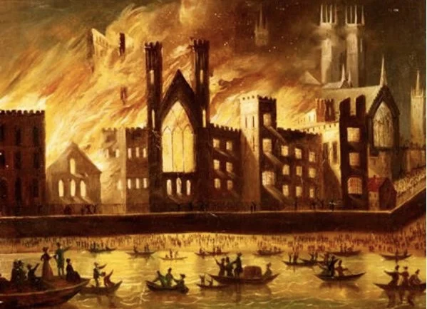  Westminster Hall on fire, 1854