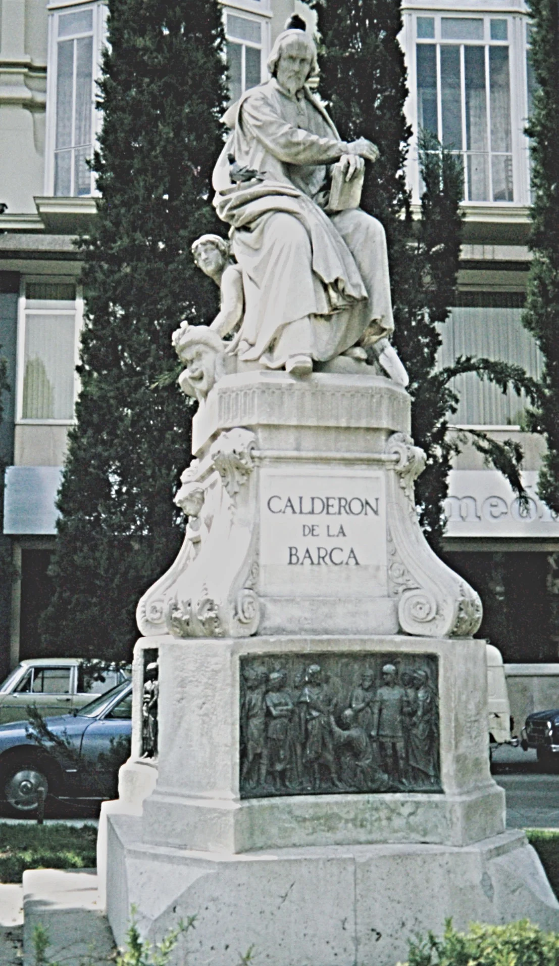 Monument to the Spanish author in Plaza de Santa Ana, Madrid (photo by EB, 1981)